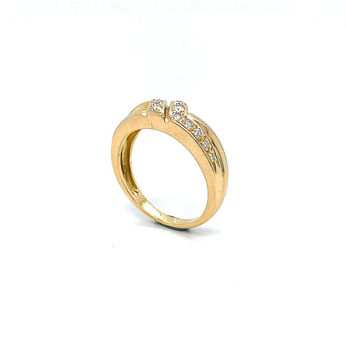 Bague 51 Bague en or jaune 750 sertie de diamants en chute 58 Facettes 434601
