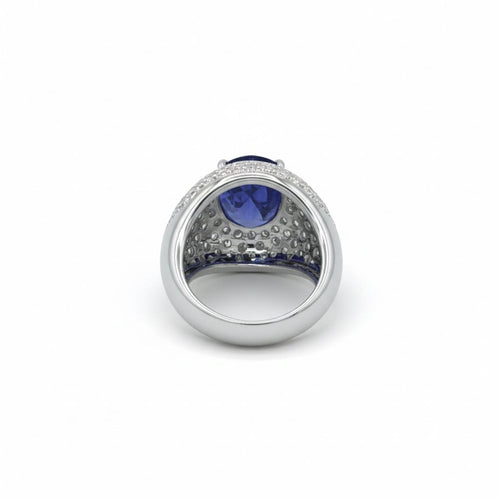 Bague 53 Bague - Dôme en or blanc 18 carats avec tanzanite et diamants 58 Facettes 1.0001333/2