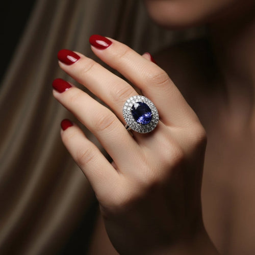 Bague 51 Bague en or blanc 18 carats avec tanzanite 5,73 ct et diamants 58 Facettes 1.0001302/2