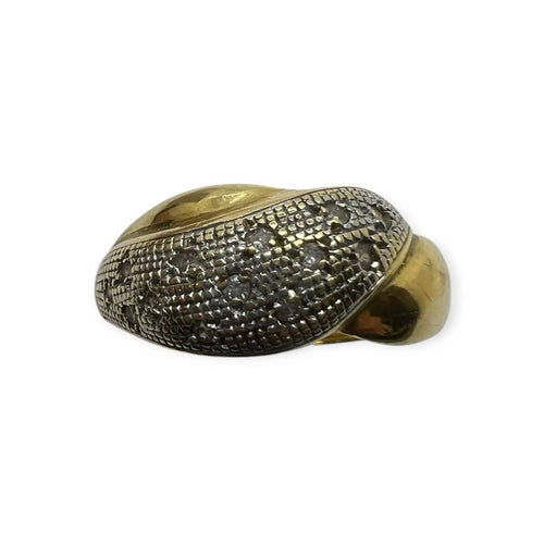 Bague 56 Bague croisée pavée de diamants en or jaune et blanc 750 58 Facettes 330083255
