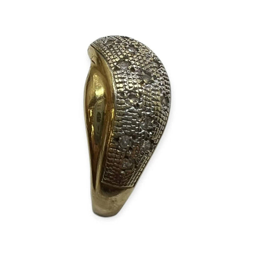 Bague 56 Bague croisée pavée de diamants en or jaune et blanc 750 58 Facettes 330083255