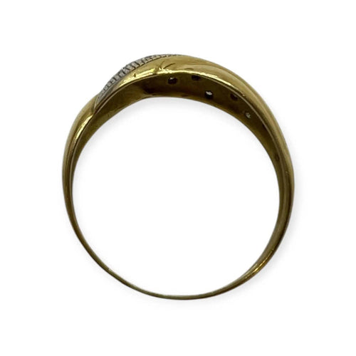 Bague 56 Bague croisée pavée de diamants en or jaune et blanc 750 58 Facettes 330083255