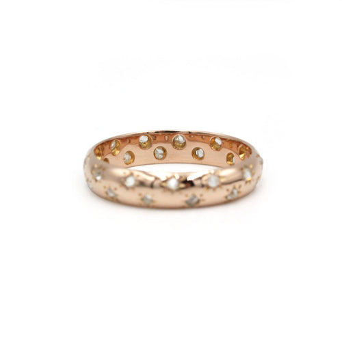 Bague 54 Alliance - Bague en or rose 750‰ et diamants taille ancienne 58 Facettes 260022SP