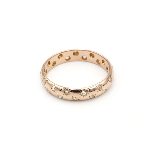 Bague 54 Alliance - Bague en or rose 750‰ et diamants taille ancienne 58 Facettes 260022SP