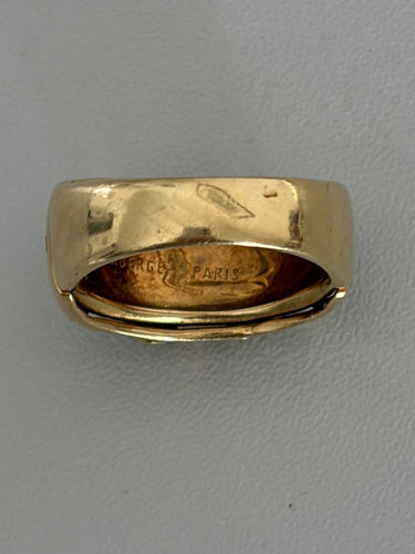 Bague 55.5 Fabergé - Bague bandeau en or jaune 18k, émail bleu et diamants 58 Facettes LOT 7526