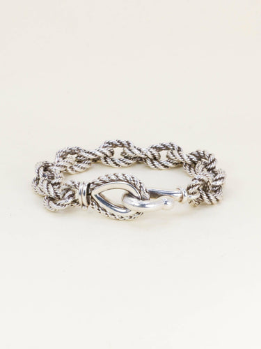 Bracelet HERMES (Attribué à) Bracelet quadrille corde tressé argent 58 Facettes 1266.12