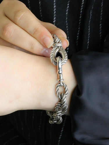 Bracelet HERMES (Attribué à) Bracelet quadrille corde tressé argent 58 Facettes 1266.12