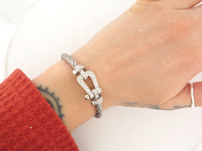 Bracelet FRED Force 10 - Bracelet en or gris 18k et diamants 58 Facettes 273939