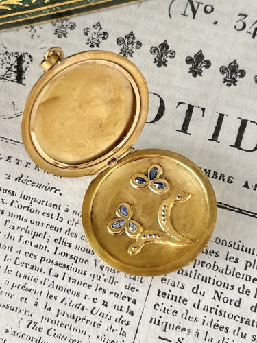 Pendentif Art nouveau - Pendentif porte-photo en or jaune 18K, saphirs et diamants 58 Facettes 244