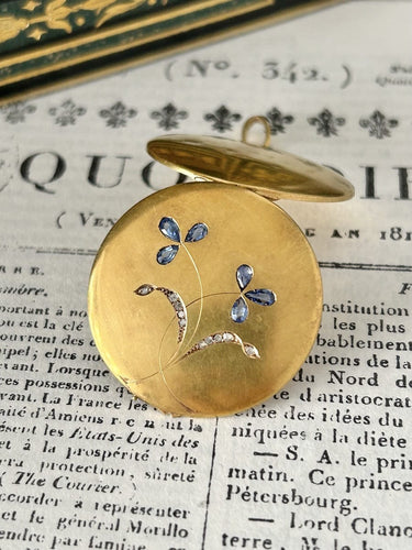 Pendentif Art nouveau - Pendentif porte-photo en or jaune 18K, saphirs et diamants 58 Facettes 244
