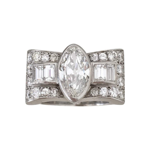 Bague 57 Bague tank Art déco en platine et diamants 3,16 ct 58 Facettes 245