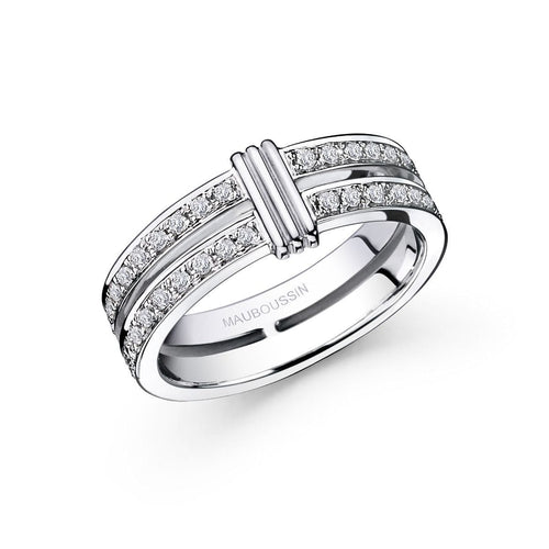 Bague 49 Mauboussin Subtile Éternité - Duo d’alliances en or blanc et diamants 58 Facettes Mau