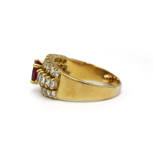 Bague 51 Bague bandeau en or jaune sertie de rubis et diamants 58 Facettes 260101R