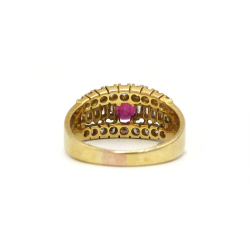 Bague 51 Bague bandeau en or jaune sertie de rubis et diamants 58 Facettes 260101R