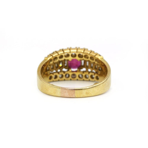 Bague 51 Bague bandeau en or jaune sertie de rubis et diamants 58 Facettes 260101R