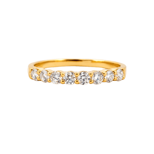 Bague 54 Demi-alliance - Bague en or jaune 18 carats et diamants 58 Facettes DA