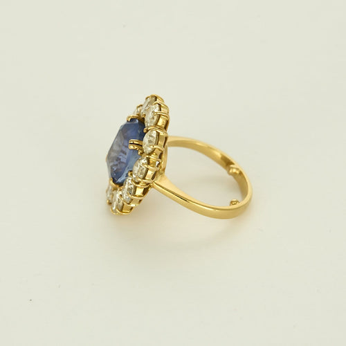 Bague 46.5 Bague marguerite saphir 5cts et diamants 4cts en or jaune 58 Facettes 248352