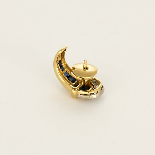 Boucles d'oreilles Boucles d'oreilles en or jaune et or blanc, diamants, saphirs 58 Facettes B260078