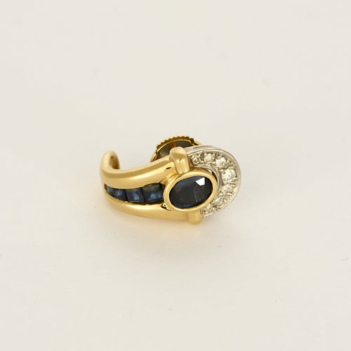 Boucles d'oreilles Boucles d'oreilles en or jaune et or blanc, diamants, saphirs 58 Facettes B260078