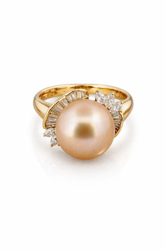 Bague 53 Bague en or jaune 18 carats avec perle et diamants 58 Facettes 90850