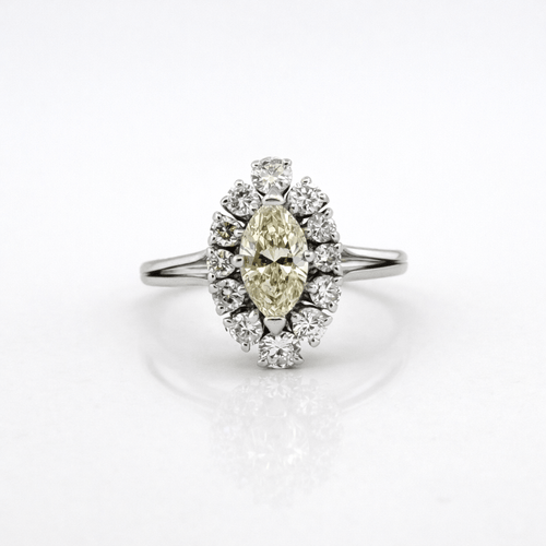 Bague 57 Bague marquise vintage en or blanc et diamants naturels 58 Facettes Marq