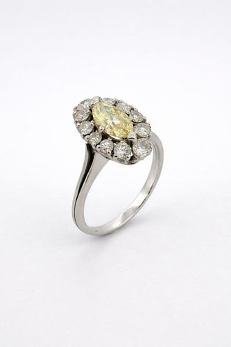 Bague 57 Bague marquise vintage en or blanc et diamants naturels 58 Facettes Marq