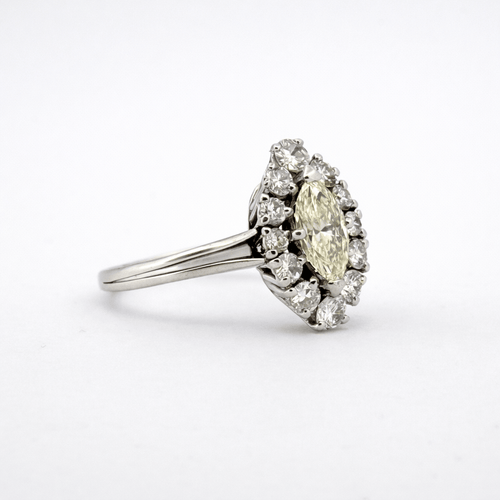 Bague 57 Bague marquise vintage en or blanc et diamants naturels 58 Facettes Marq