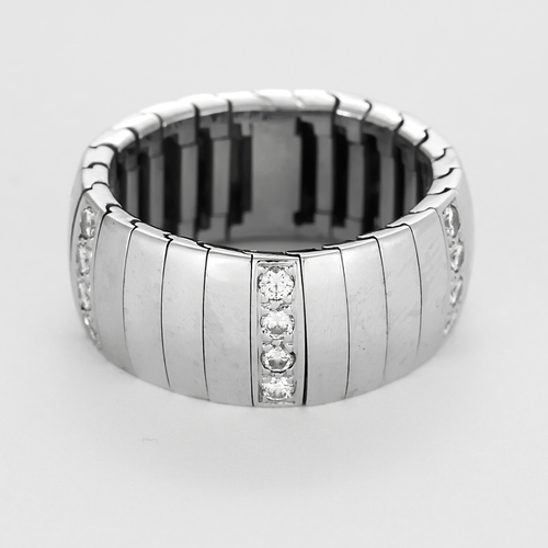 Bague 56 Chaumet - Fidélité - Bague semi - souple en or gris et diamants 58 Facettes B250657