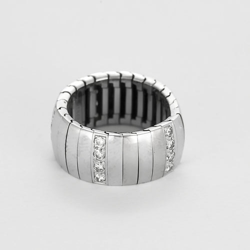 Bague 56 Chaumet - Fidélité - Bague semi - souple en or gris et diamants 58 Facettes B250657
