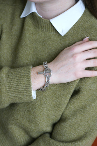 Bracelet Hermès Chaîne d'Ancre - Bracelet en argent 925, grand modèle 22 cm 58 Facettes
