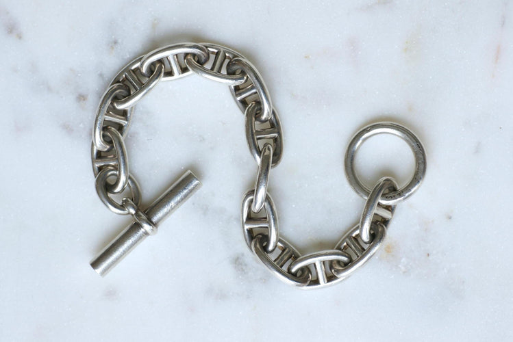Bracelet Hermès Chaîne d'Ancre - Bracelet en argent 925, grand modèle 22 cm 58 Facettes