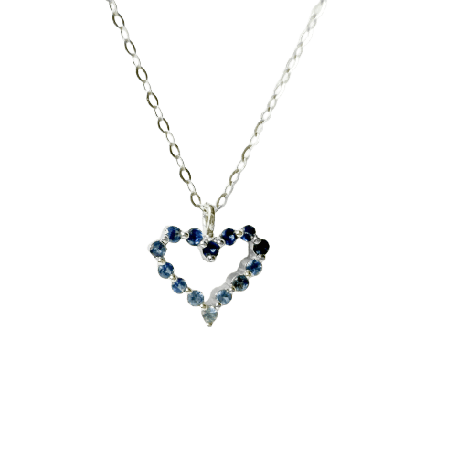 Collier Collier cœur saphirs en or blanc 58 Facettes