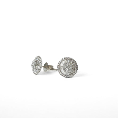 Boucles d'oreilles Boucles d'oreilles n° 140 - Puces en or blanc 18 carats et diamants 58 Facettes