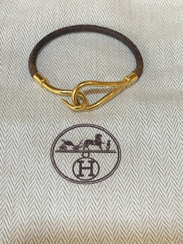 Bracelet Hermès Jumbo - Bracelet en cuir et métal doré 58 Facettes BS211