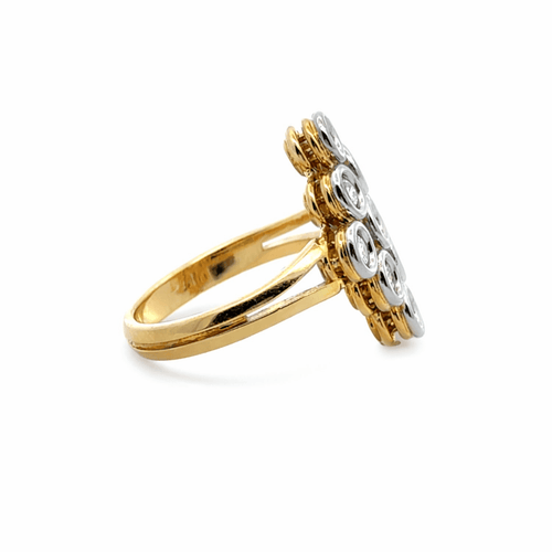Bague Bague en or jaune 18 carats et diamants, motif rhomboïde 58 Facettes 50433