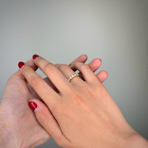 Bague 52 Demi-alliance - Bague en or jaune 750‰ et diamants 58 Facettes 260102R