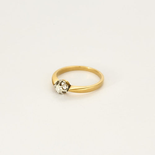 Bague 59 Bague solitaire en or jaune et or blanc 18 k avec diamant taille ancienne 58 Facettes Bague-002
