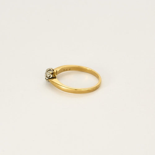 Bague 59 Bague solitaire en or jaune et or blanc 18 k avec diamant taille ancienne 58 Facettes Bague-002