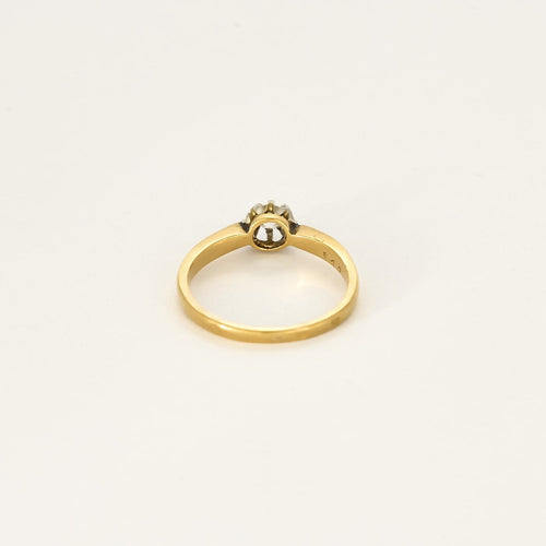 Bague 59 Bague solitaire en or jaune et or blanc 18 k avec diamant taille ancienne 58 Facettes Bague-002
