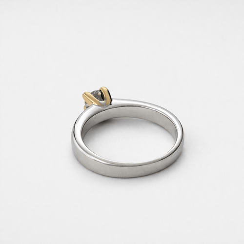 Bague 49 Solitaire - Bague en or blanc et or jaune 18 carats et diamant 58 Facettes 35997