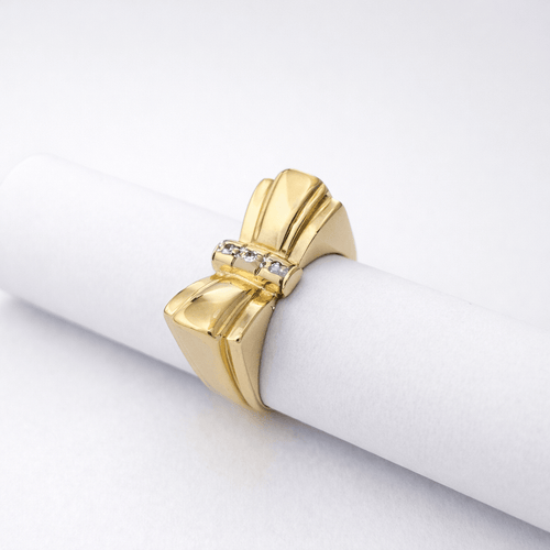 Bague 49 Bague nœud en or jaune 18 carats et diamants 58 Facettes 35985