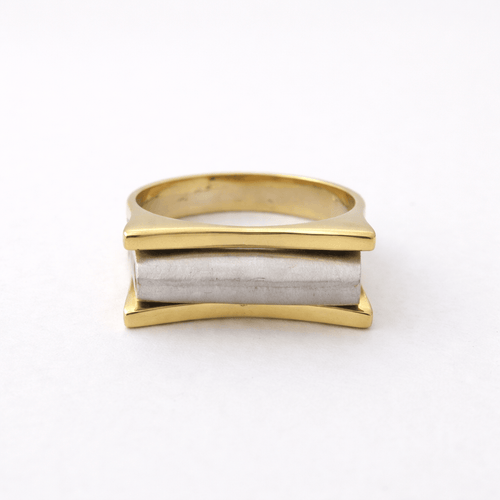 Bague 55 Bague graphique en or jaune et or blanc 58 Facettes 35993