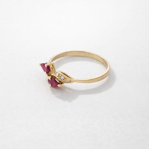 Bague 57 Bague toi et moi en or jaune 18 carats, rubis et diamants 58 Facettes 35962