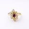 Bague 55 Bague en or jaune 18 carats rubis cabochon et diamants 58 Facettes 35964