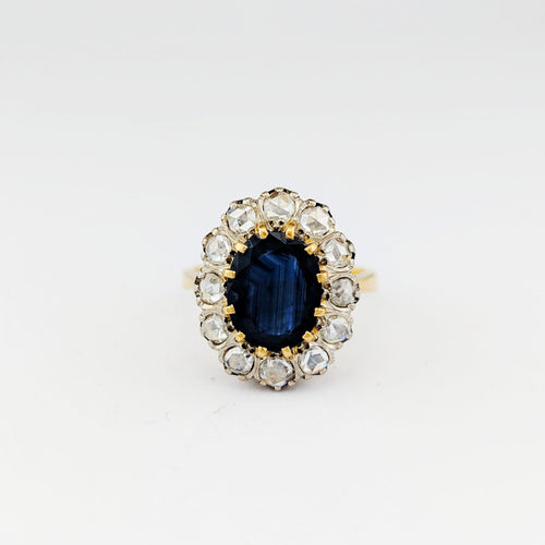 Bague 50 Bague marguerite en or jaune 18 carats au saphir et diamants 58 Facettes 32607
