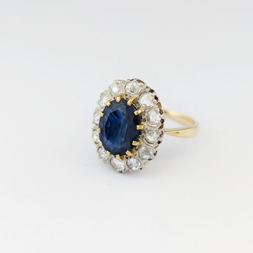 Bague 50 Bague marguerite en or jaune 18 carats au saphir et diamants 58 Facettes 32607