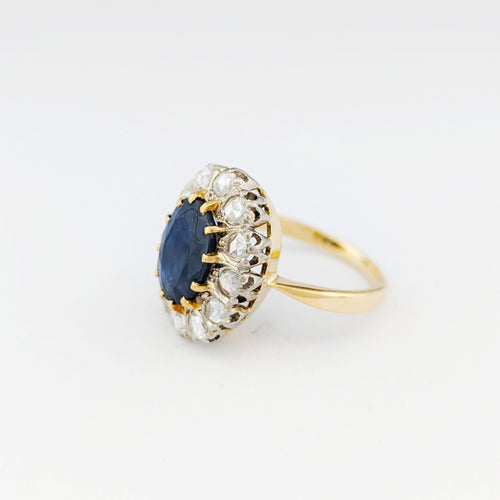 Bague 50 Bague marguerite en or jaune 18 carats au saphir et diamants 58 Facettes 32607