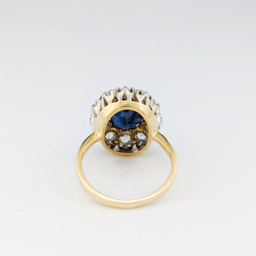 Bague 50 Bague marguerite en or jaune 18 carats au saphir et diamants 58 Facettes 32607