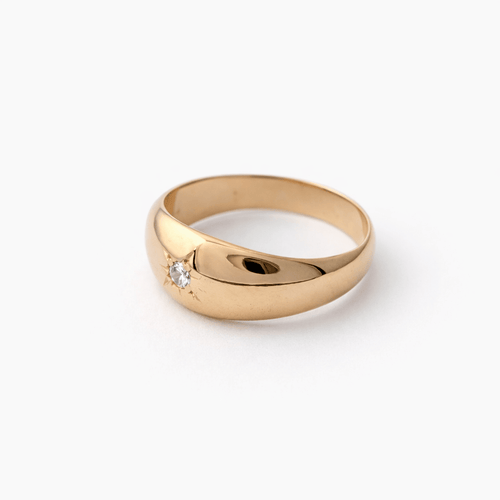 Bague 54.5 Bague chevalière en or jaune 18 carats et diamant 58 Facettes 35366