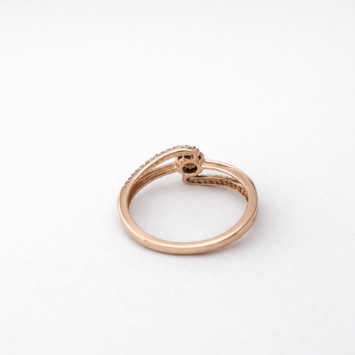 Bague 52 Bague croisée en or rose 18 carats sertie de diamants blancs et bruns 58 Facettes 35360
